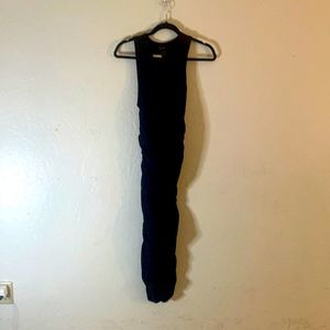 Black fitted knit dress with ruched sides